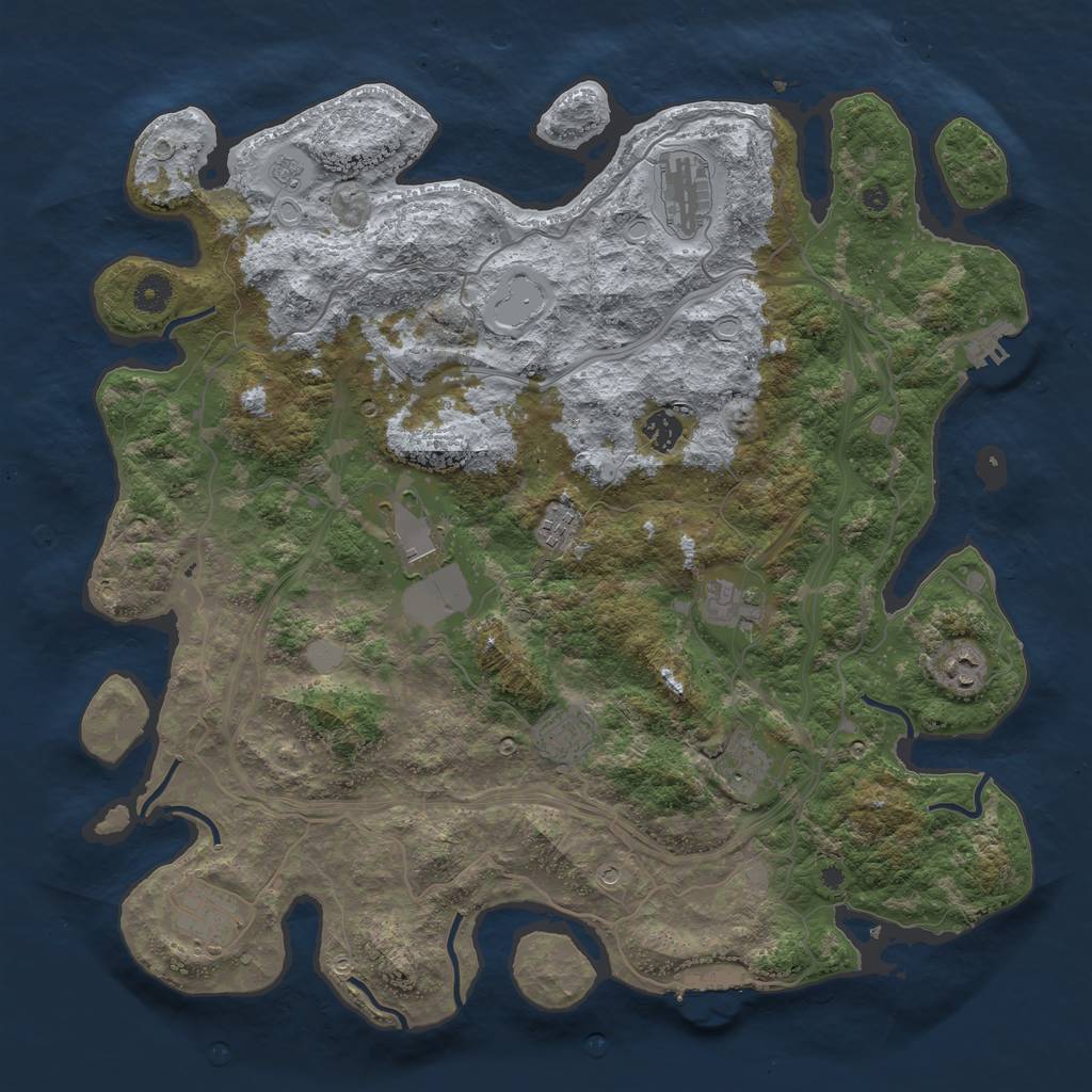 Rust Map: Procedural Map, Size: 4250, Seed: 755977194, 16 Monuments