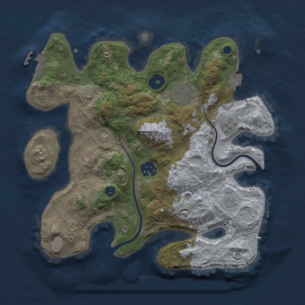 Rust Map: Procedural Map, Size: 3000, Seed: 273141133, 8 Monuments