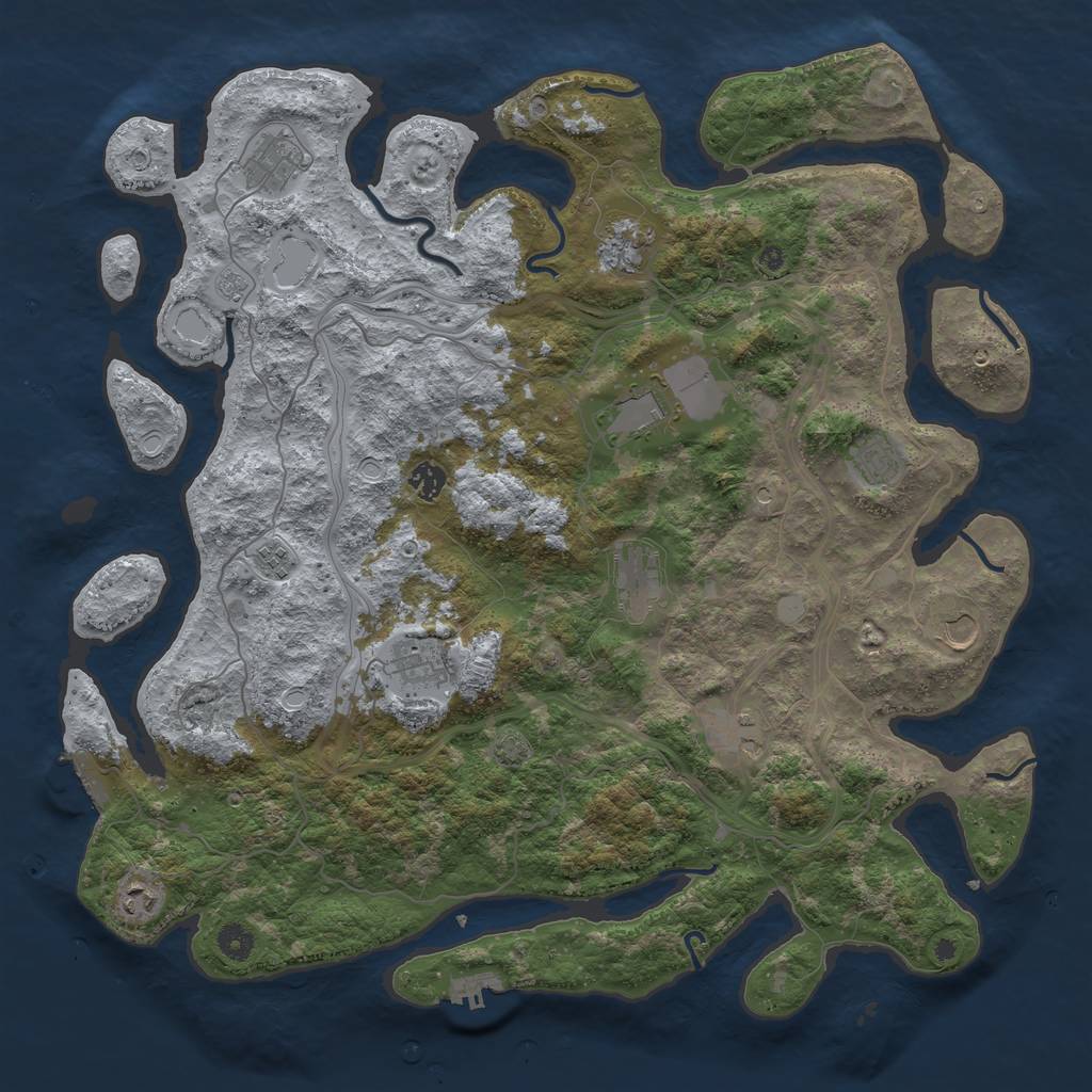 Rust Map: Procedural Map, Size: 4500, Seed: 645785188, 19 Monuments