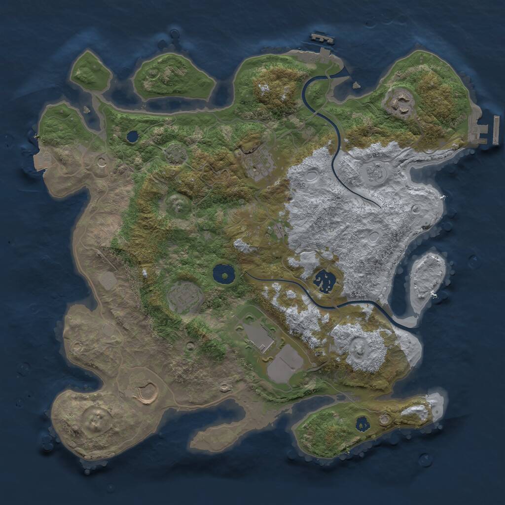 Rust Map: Procedural Map, Size: 3500, Seed: 2054048378, 12 Monuments