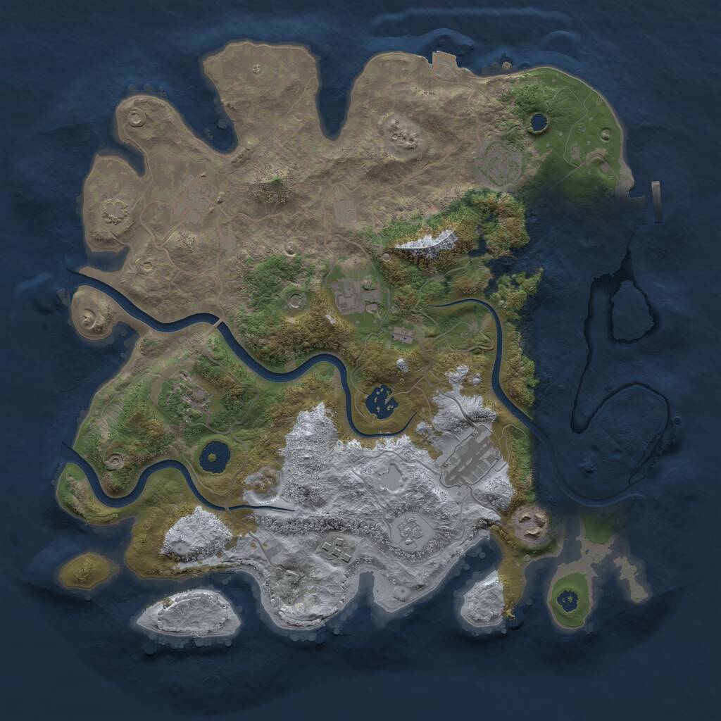 Rust Map: Procedural Map, Size: 3499, Seed: 165767152, 13 Monuments
