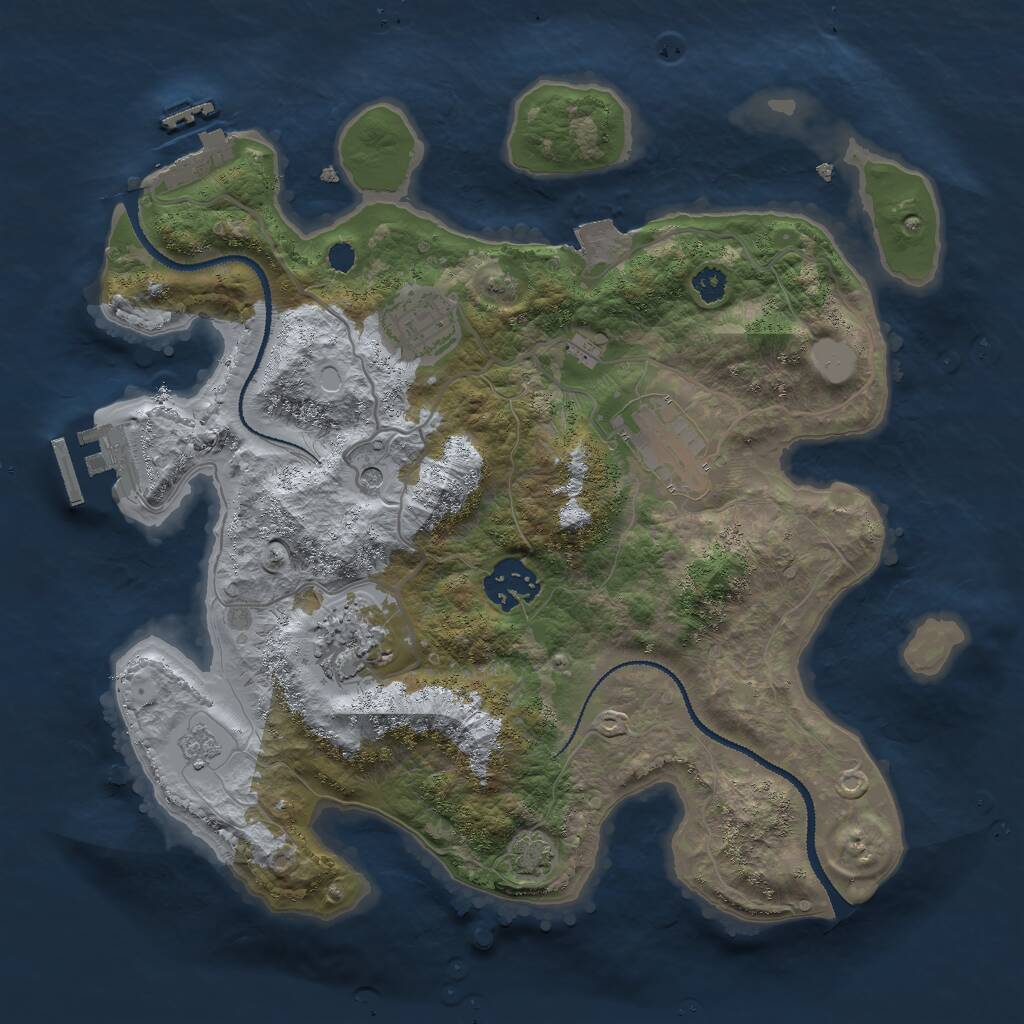 Rust Map: Procedural Map, Size: 3000, Seed: 765307605, 10 Monuments