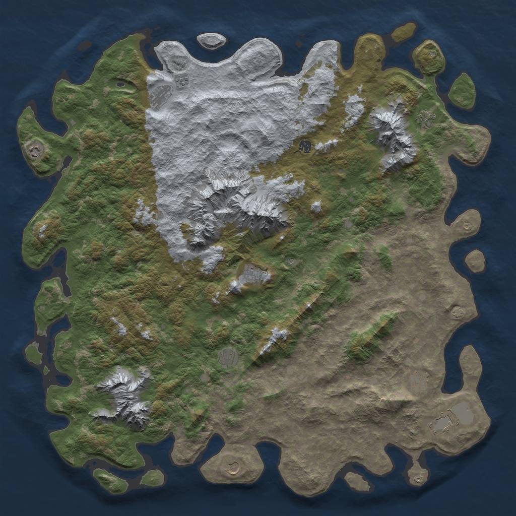 Rust Map: Barren, Size: 6000, Seed: 40400, 14 Monuments