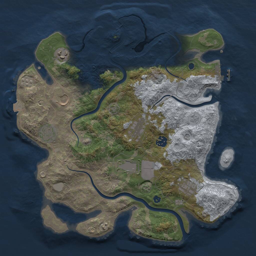 Rust Map: Procedural Map, Size: 3500, Seed: 995510063, 14 Monuments