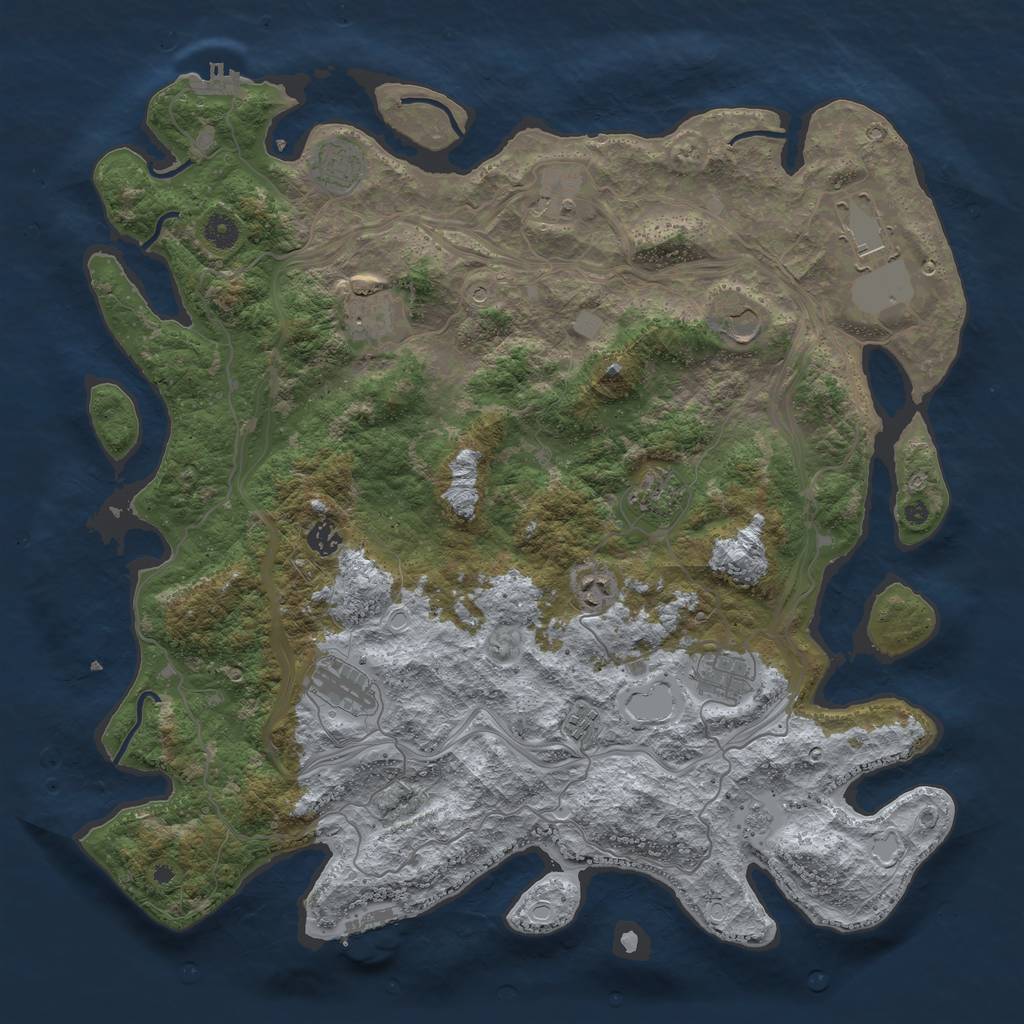 Rust Map: Procedural Map, Size: 4500, Seed: 280233, 18 Monuments