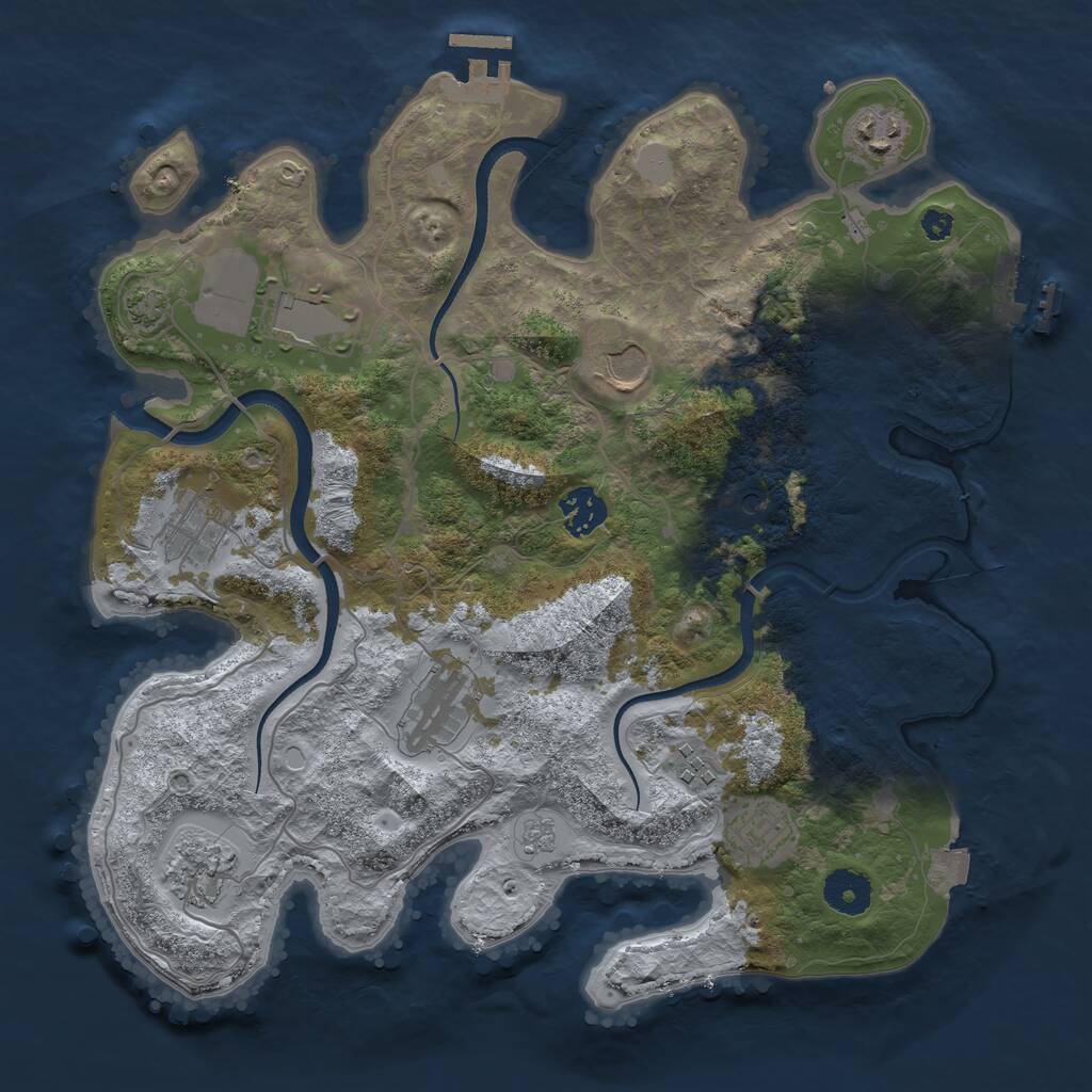 Rust Map: Procedural Map, Size: 3500, Seed: 1783671363, 15 Monuments