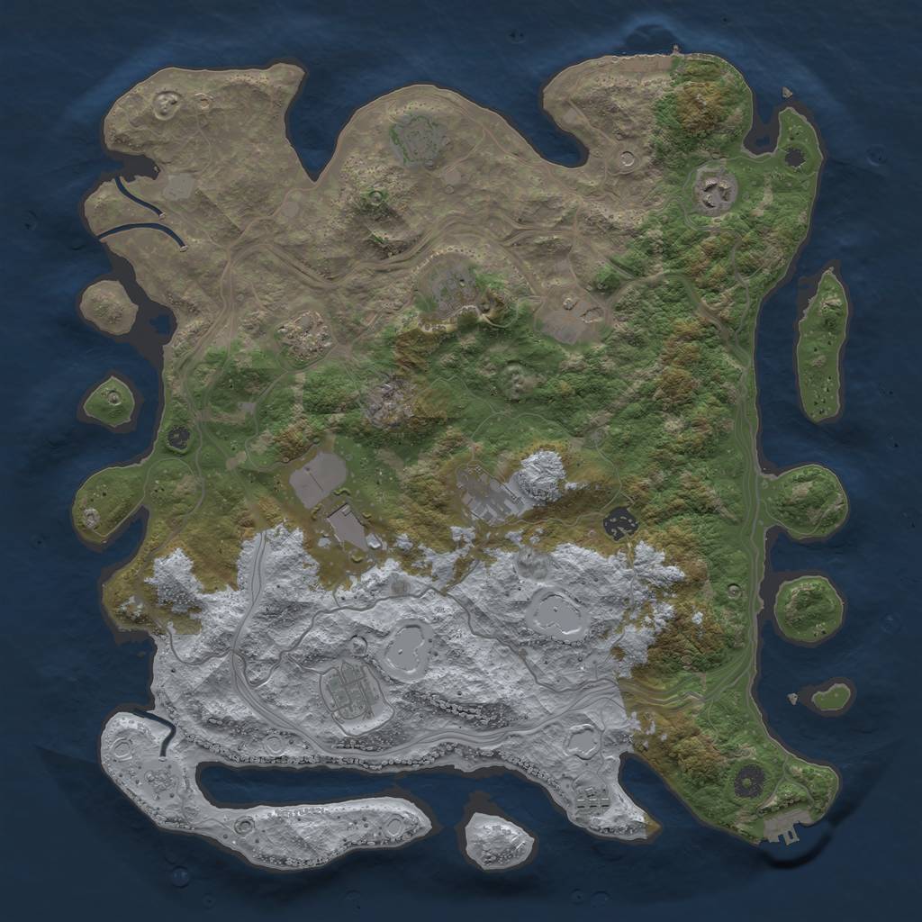 Rust Map: Procedural Map, Size: 4250, Seed: 101843223, 17 Monuments