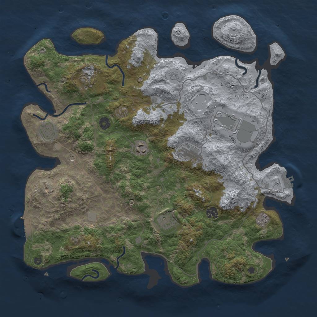 Rust Map: Procedural Map, Size: 4000, Seed: 1205622615, 15 Monuments