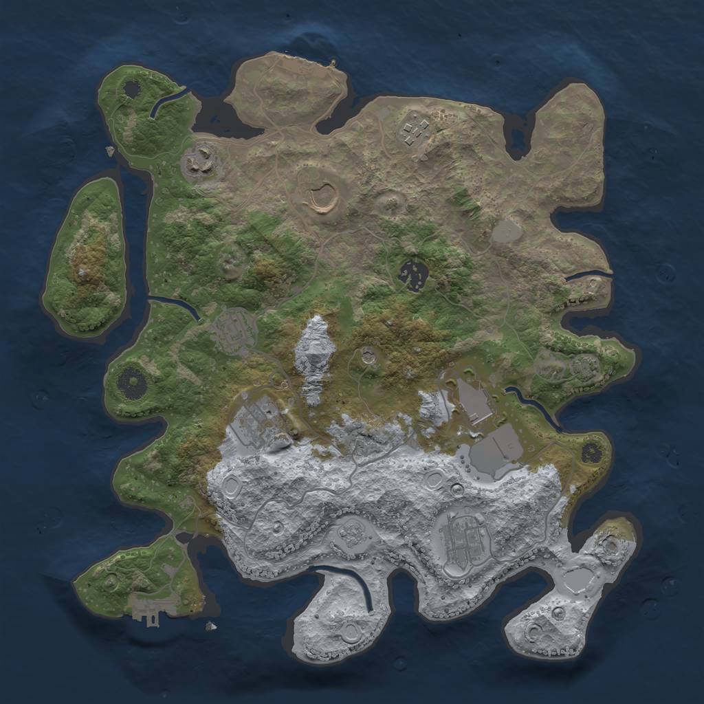 Rust Map: Procedural Map, Size: 3500, Seed: 2034496554, 16 Monuments