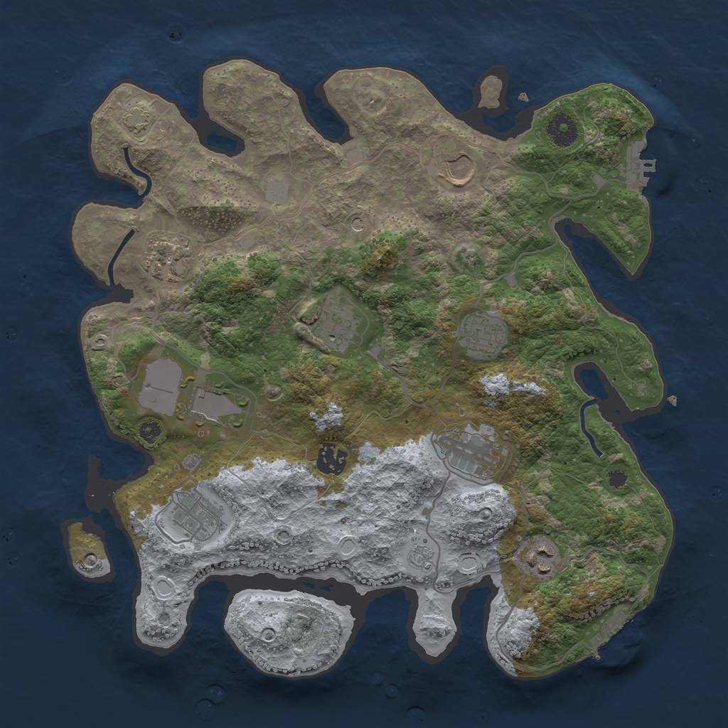 Rust Map: Procedural Map, Size: 3500, Seed: 1532864, 16 Monuments