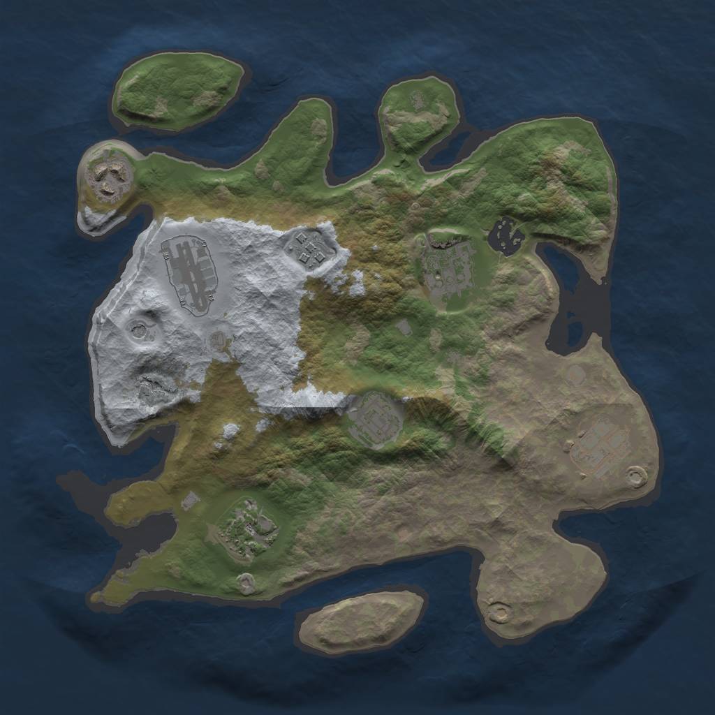 Rust Map: Barren, Size: 3000, Seed: 1808306638, 11 Monuments