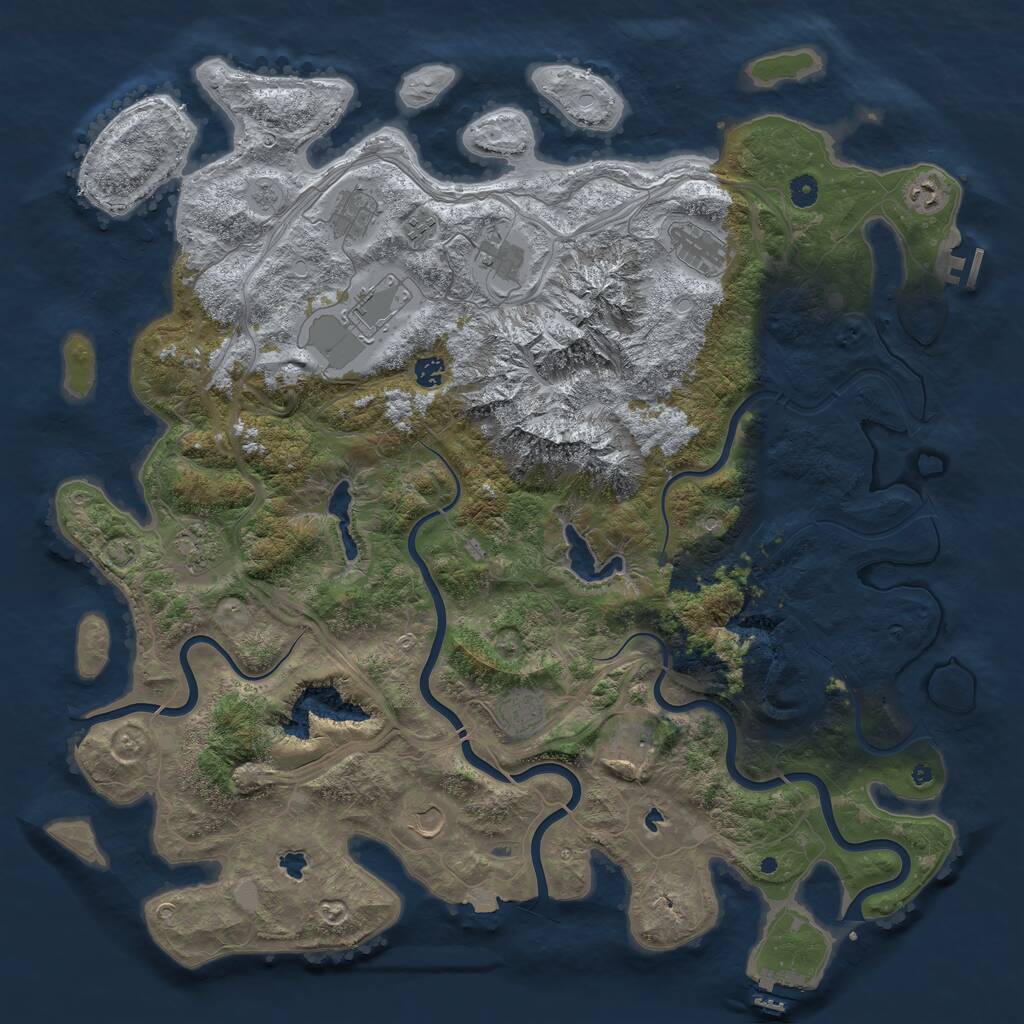 Rust Map: Procedural Map, Size: 5000, Seed: 1247742182, 17 Monuments