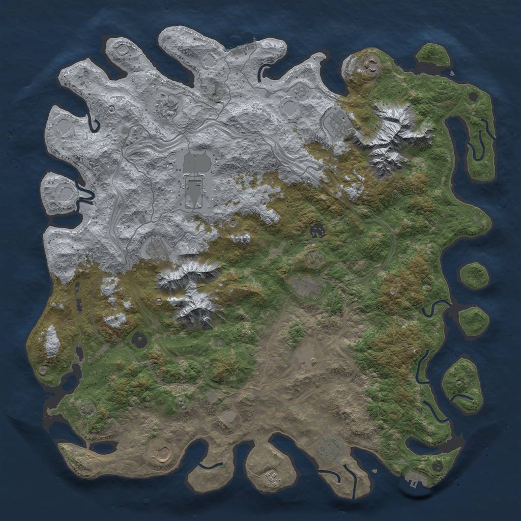 Rust Map: Procedural Map, Size: 5000, Seed: 7789418, 19 Monuments