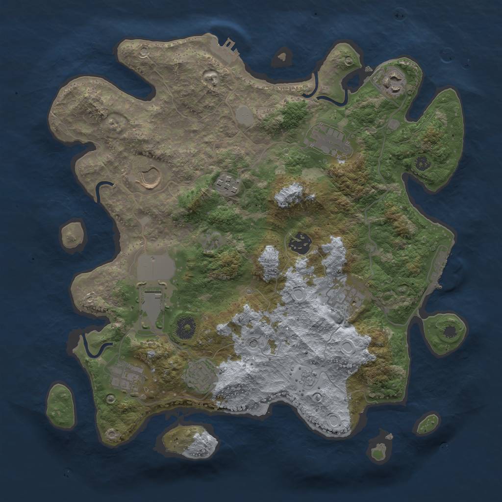 Rust Map: Procedural Map, Size: 3500, Seed: 1844237276, 16 Monuments