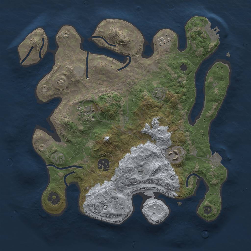 Rust Map: Procedural Map, Size: 3000, Seed: 439107977, 11 Monuments