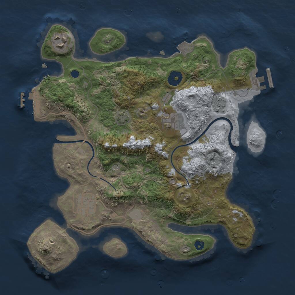 Rust Map: Procedural Map, Size: 3000, Seed: 368709421, 9 Monuments