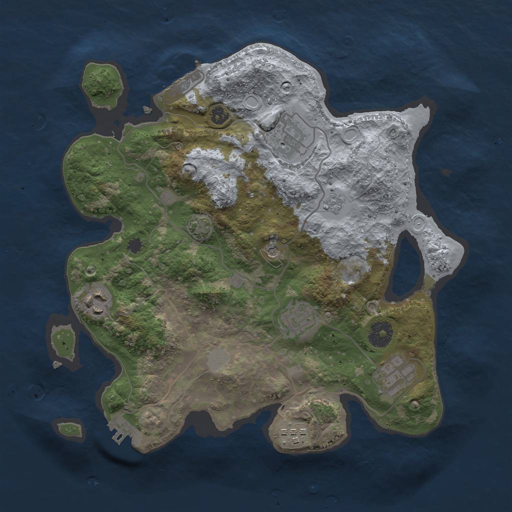 Rust Map: Procedural Map, Size: 3000, Seed: 2101349114, 13 Monuments