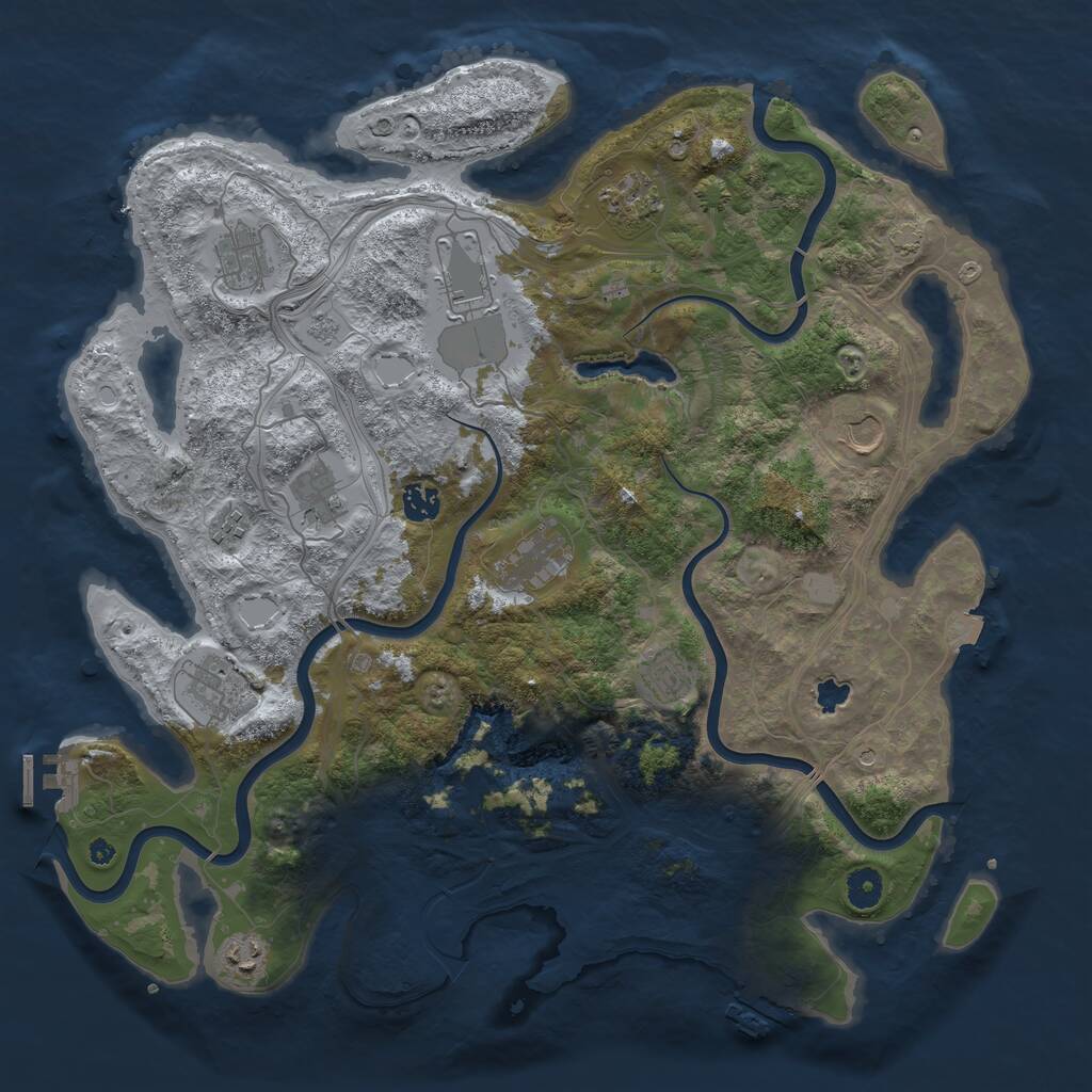 Rust Map: Procedural Map, Size: 4250, Seed: 124578, 17 Monuments