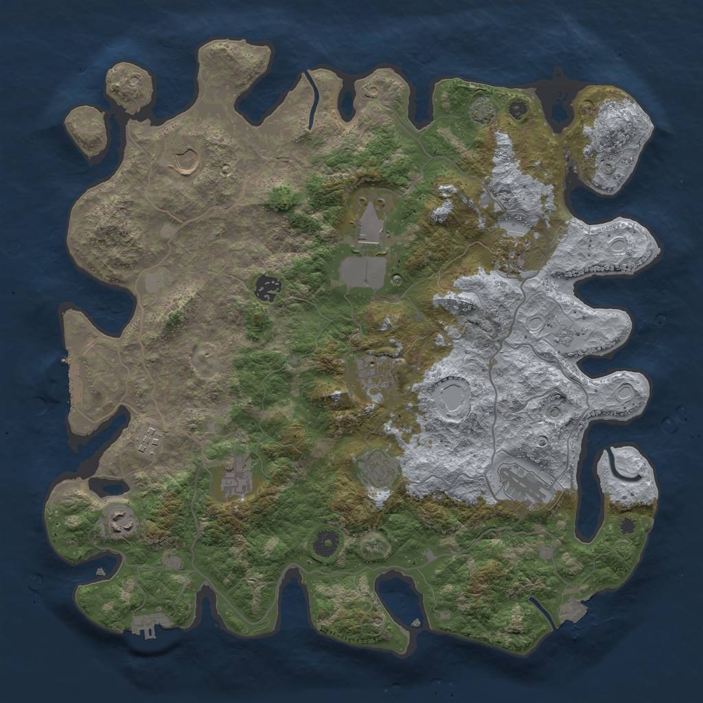 Rust Map: Procedural Map, Size: 4000, Seed: 1841706725, 18 Monuments