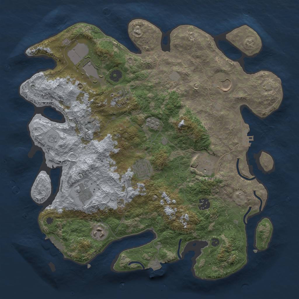 Rust Map: Procedural Map, Size: 3700, Seed: 979639093, 17 Monuments