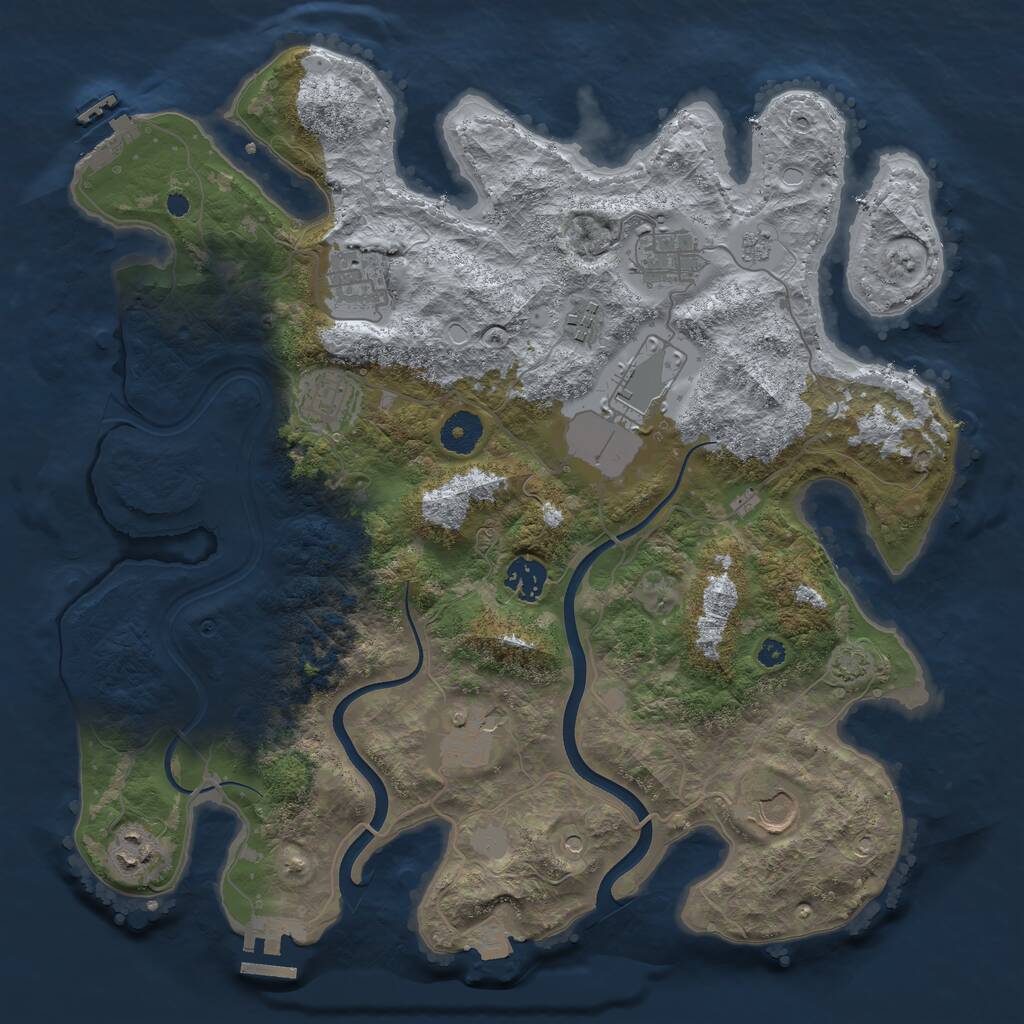 Rust Map: Procedural Map, Size: 3700, Seed: 1941434459, 15 Monuments
