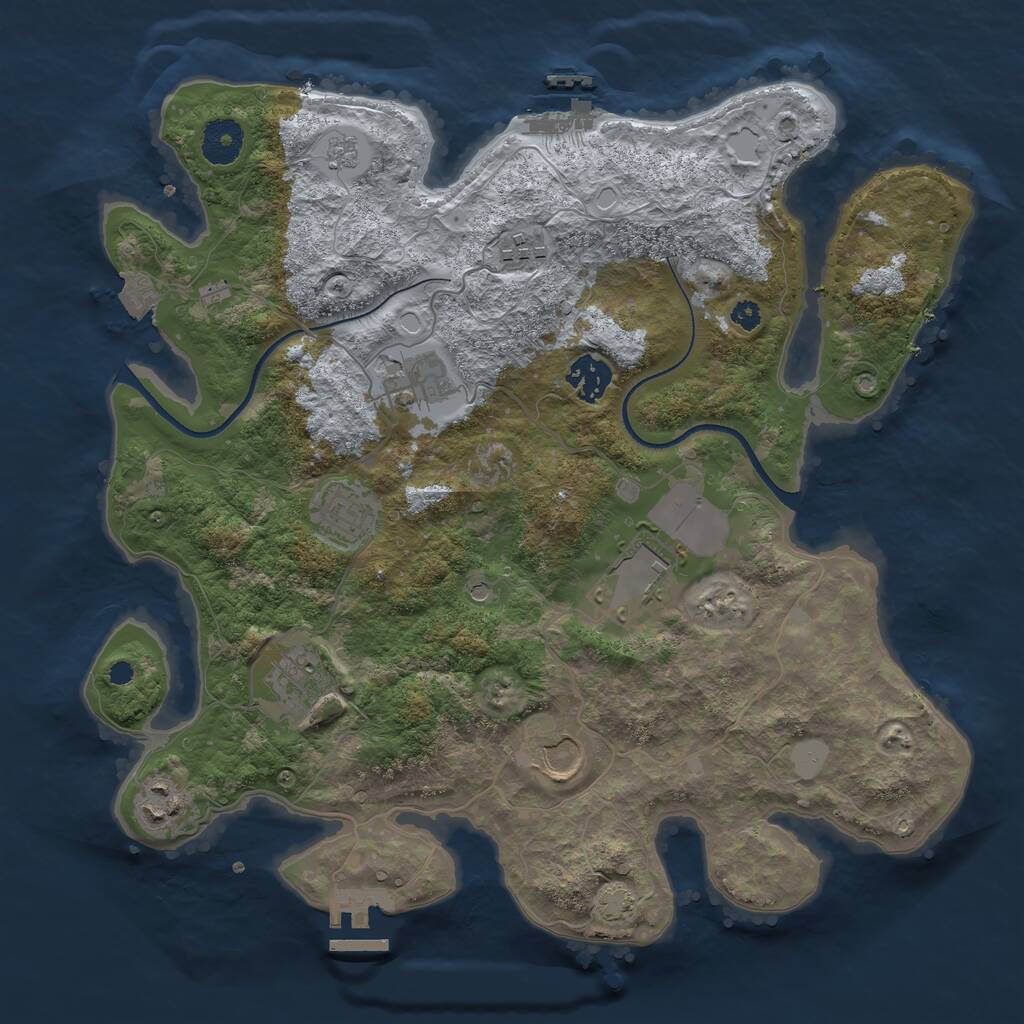 Rust Map: Procedural Map, Size: 3500, Seed: 667672635, 14 Monuments