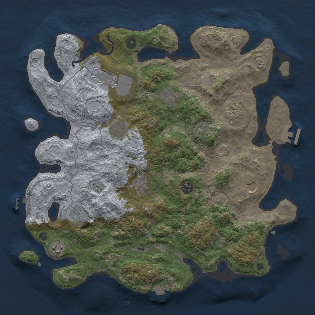 Rust Map: Procedural Map, Size: 4000, Seed: 560862893, 18 Monuments