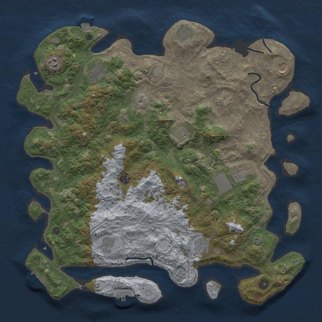 Rust Map: Procedural Map, Size: 4500, Seed: 40623, 19 Monuments