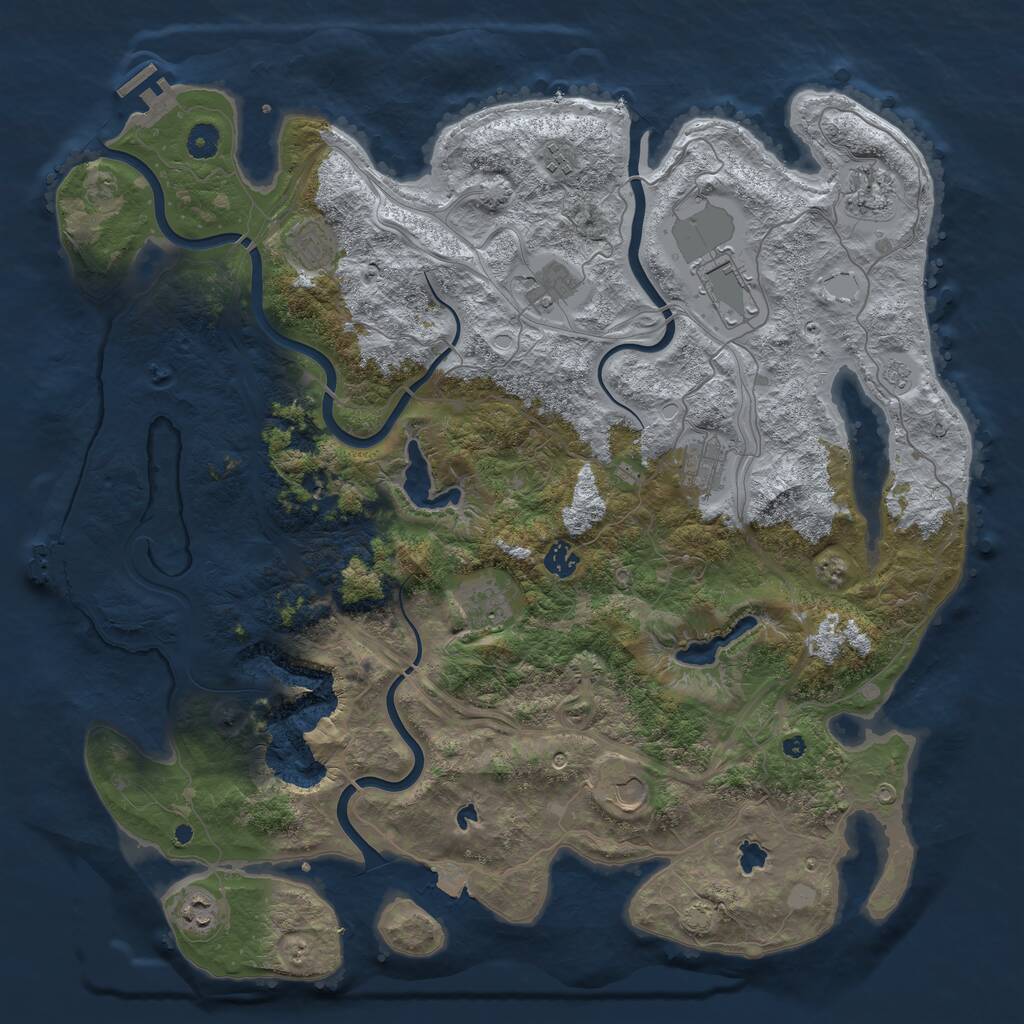 Rust Map: Procedural Map, Size: 4500, Seed: 770000007, 16 Monuments