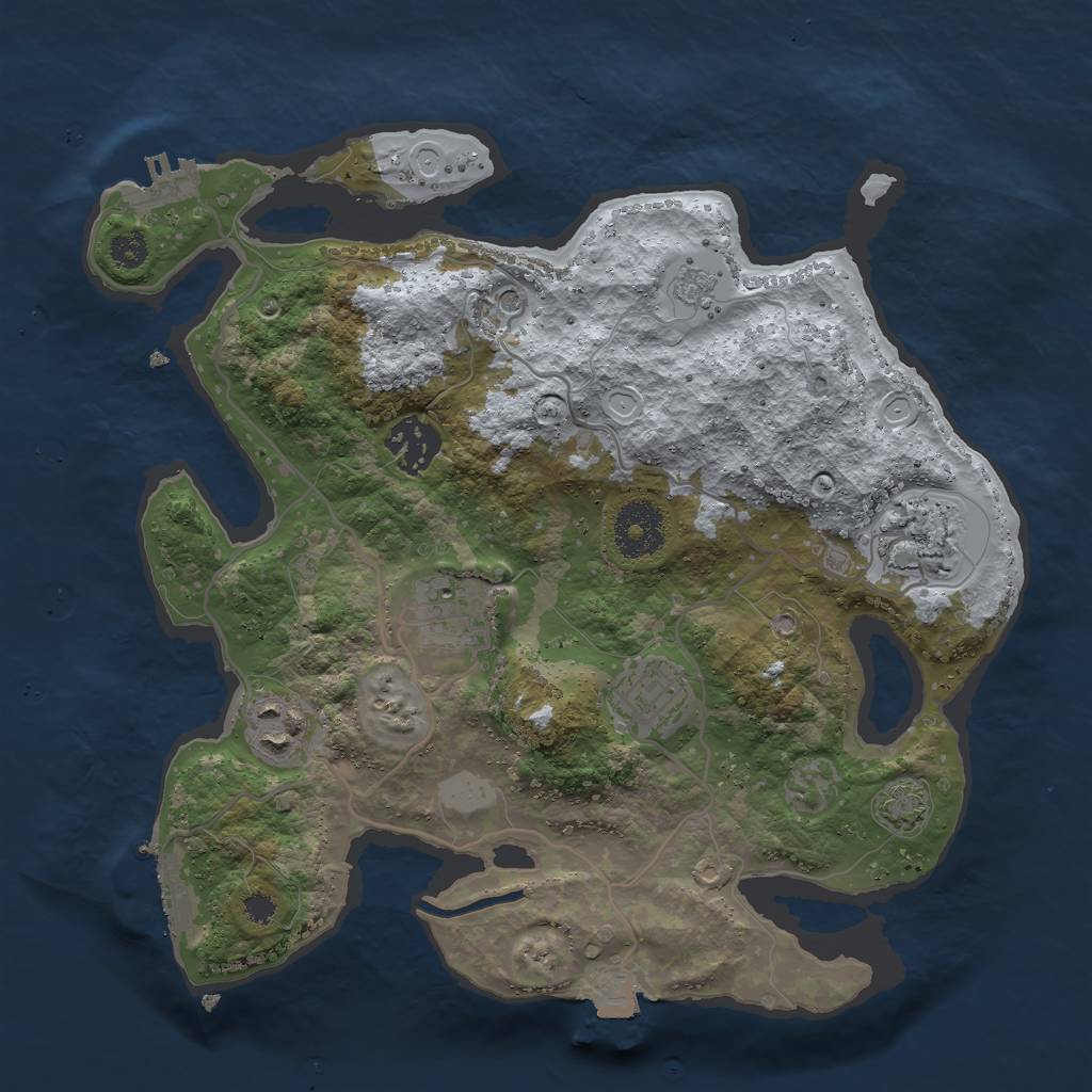 Rust Map: Procedural Map, Size: 3000, Seed: 2066076310, 13 Monuments