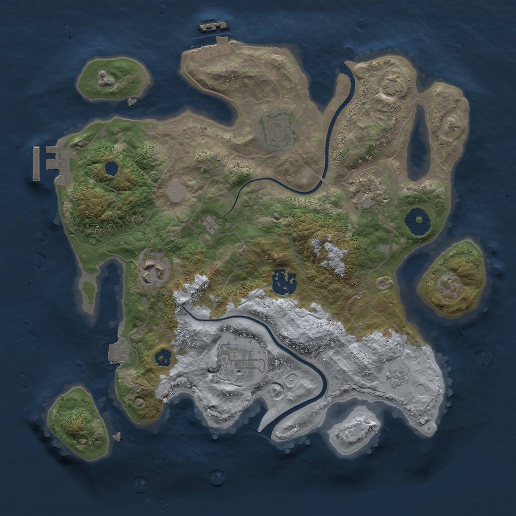 Rust Map: Procedural Map, Size: 3000, Seed: 1989, 10 Monuments