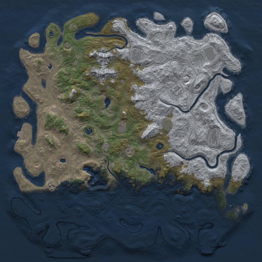 Rust Map: Procedural Map, Size: 5500, Seed: 61730, 16 Monuments