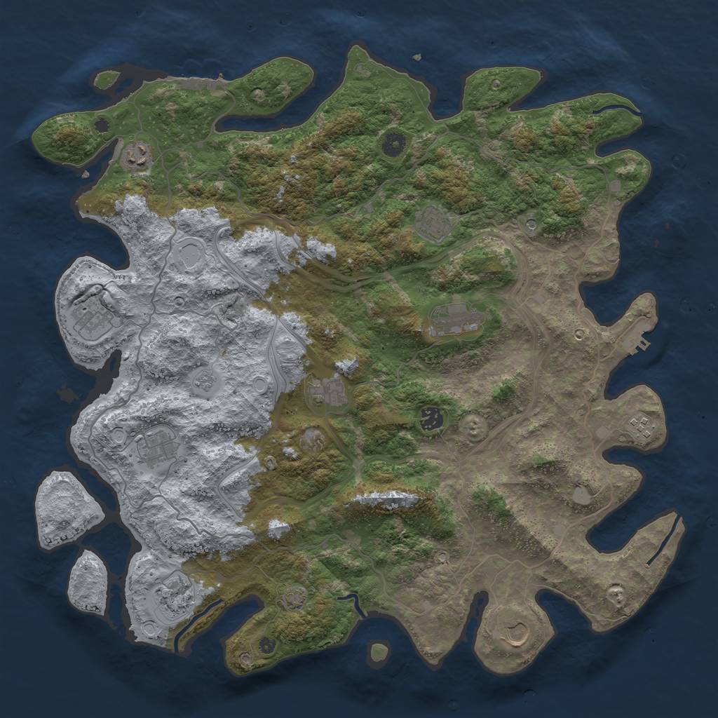 Rust Map: Procedural Map, Size: 4500, Seed: 385033935, 18 Monuments