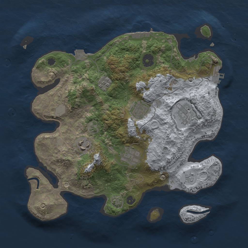Rust Map: Procedural Map, Size: 3000, Seed: 443808485, 13 Monuments