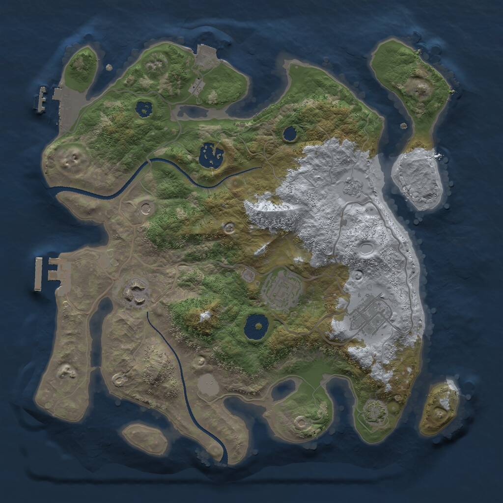 Rust Map: Procedural Map, Size: 3000, Seed: 189403143, 10 Monuments