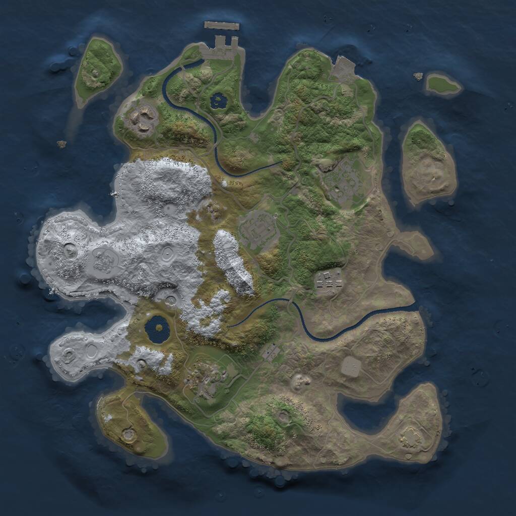 Rust Map: Procedural Map, Size: 3000, Seed: 1067082085, 10 Monuments