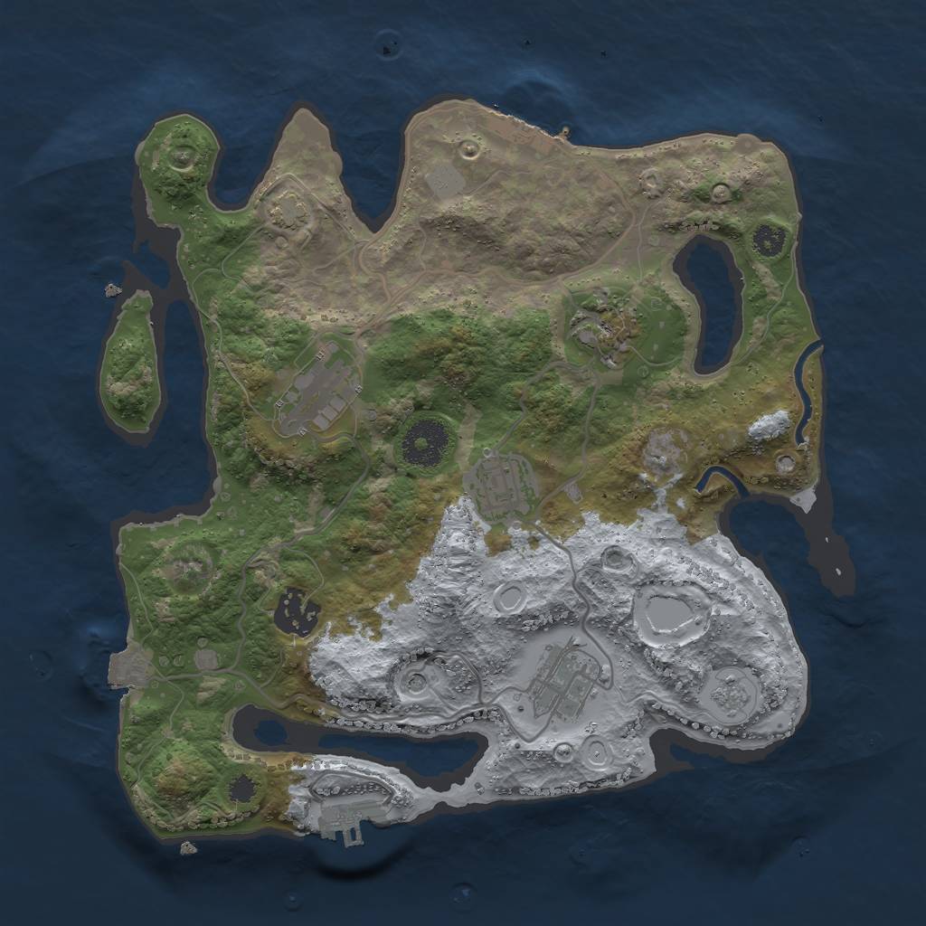 Rust Map: Procedural Map, Size: 3000, Seed: 612755693, 13 Monuments