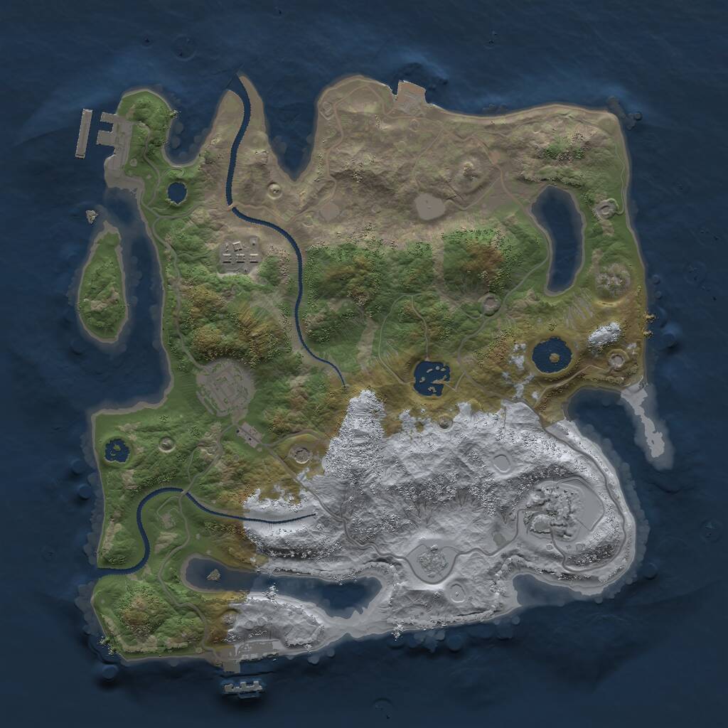 Rust Map: Procedural Map, Size: 3000, Seed: 612755693, 9 Monuments