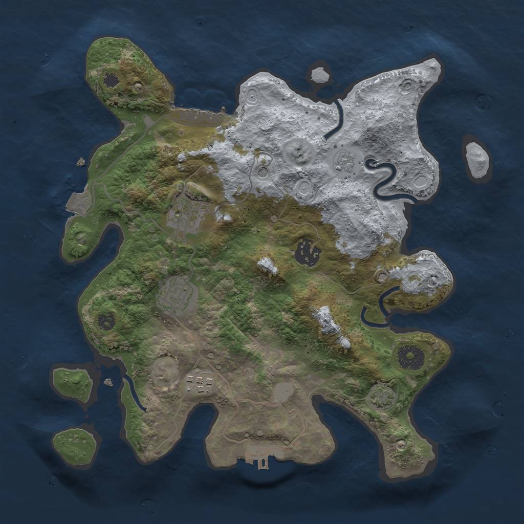 Rust Map: Procedural Map, Size: 3000, Seed: 726171713, 12 Monuments