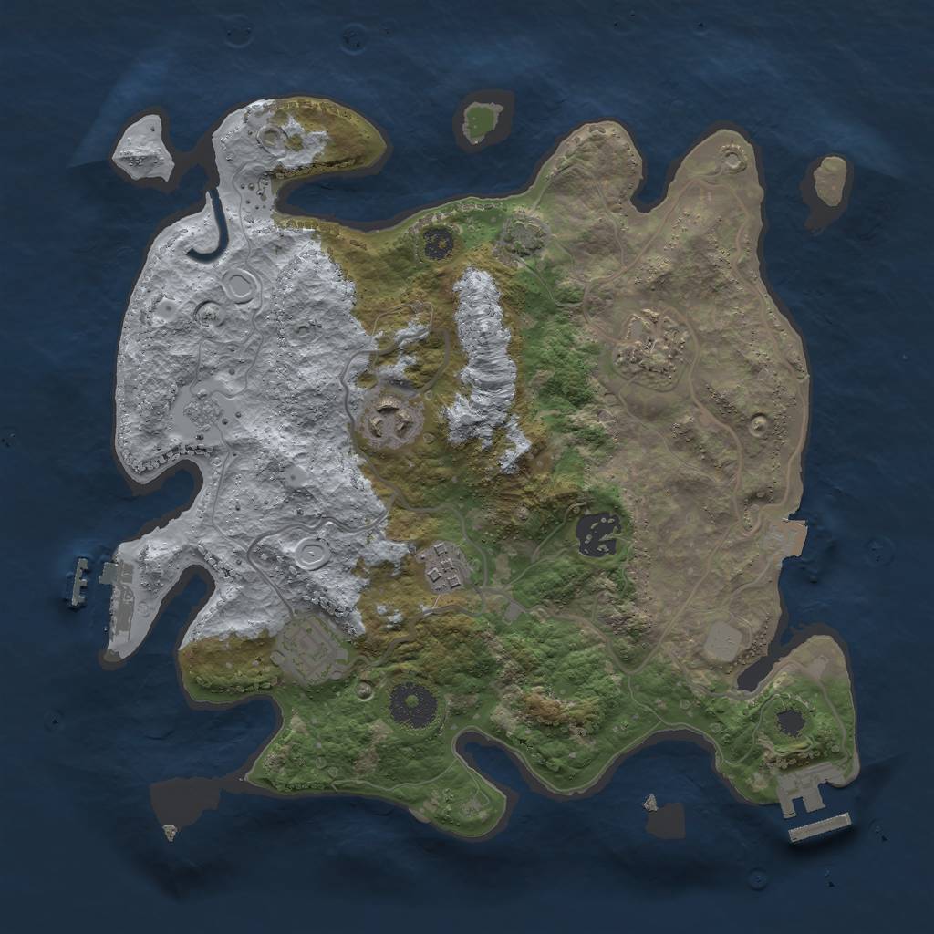 Rust Map: Procedural Map, Size: 3000, Seed: 1310728221, 12 Monuments