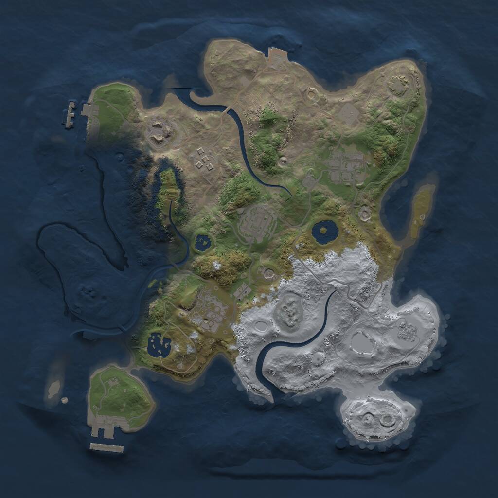 Rust Map: Procedural Map, Size: 3000, Seed: 1110973234, 12 Monuments