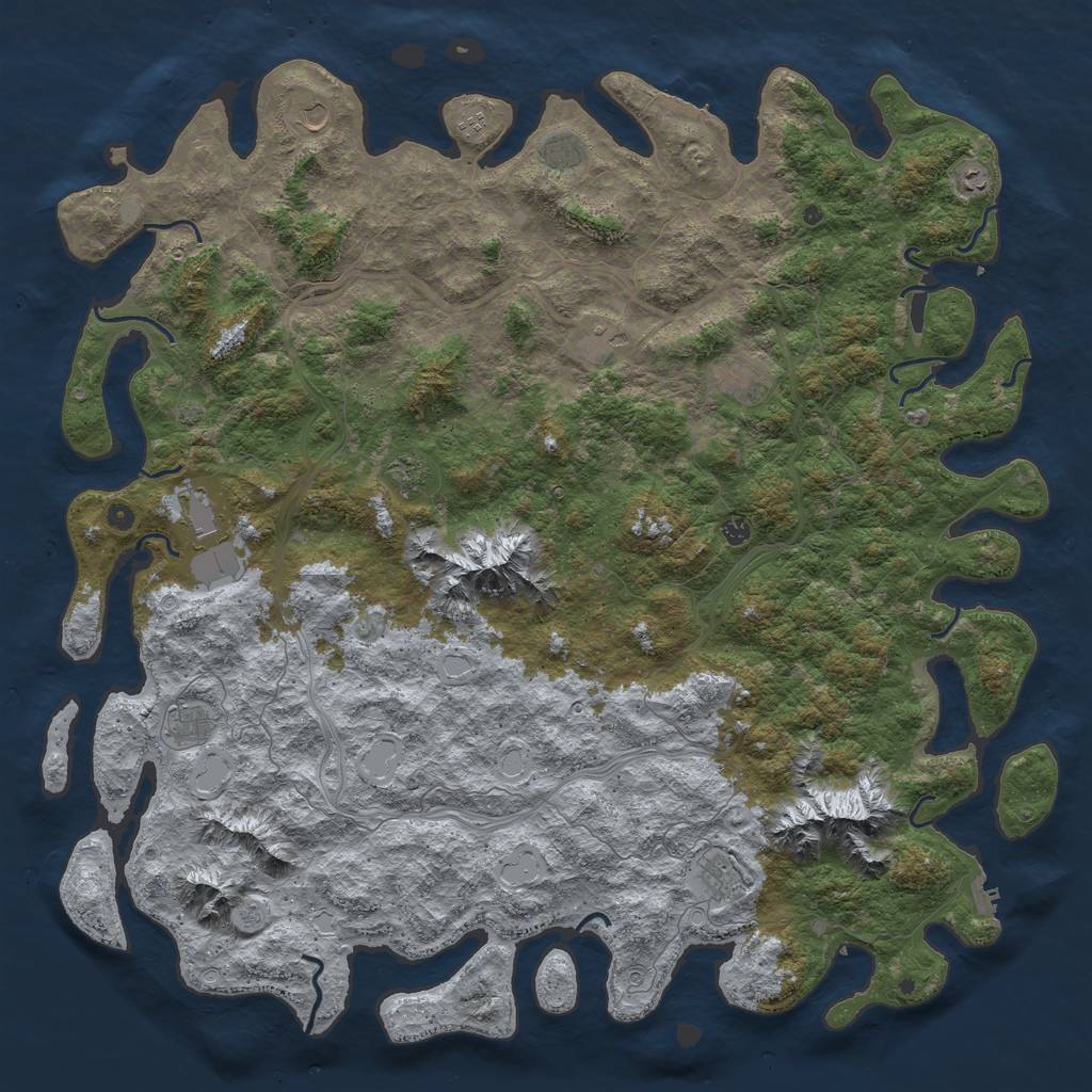 Rust Map: Procedural Map, Size: 6000, Seed: 142522653, 19 Monuments