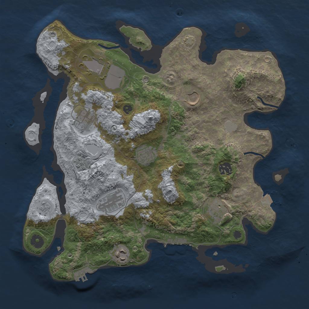 Rust Map: Procedural Map, Size: 3500, Seed: 1666369458, 16 Monuments