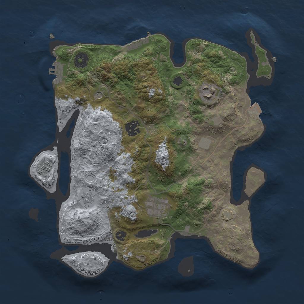 Rust Map: Procedural Map, Size: 3000, Seed: 4584, 12 Monuments