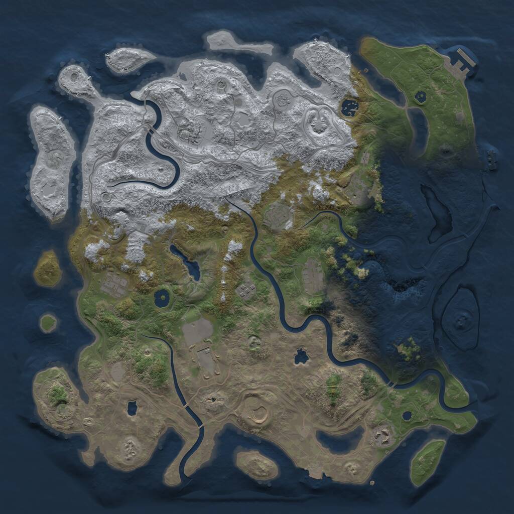 Rust Map: Procedural Map, Size: 4500, Seed: 2409, 16 Monuments