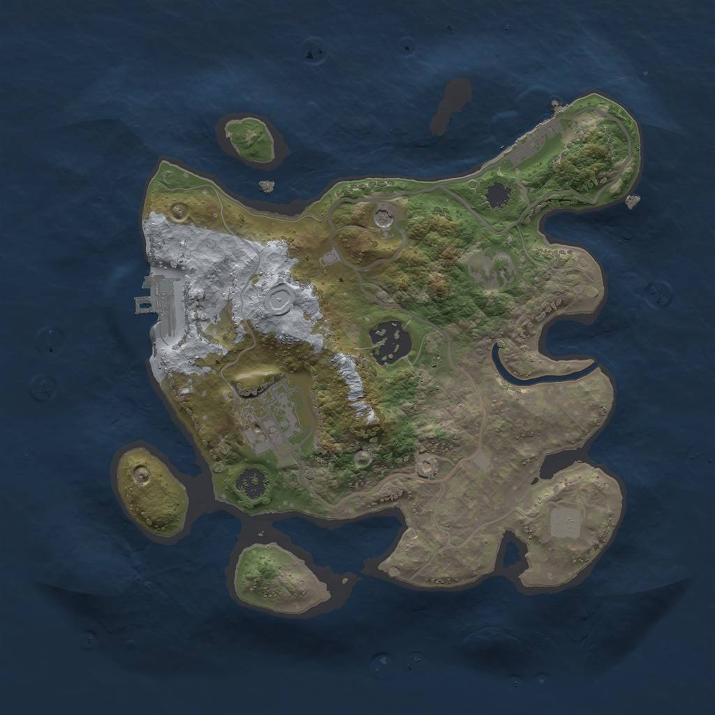 Rust Map: Procedural Map, Size: 2500, Seed: 1030542801, 8 Monuments