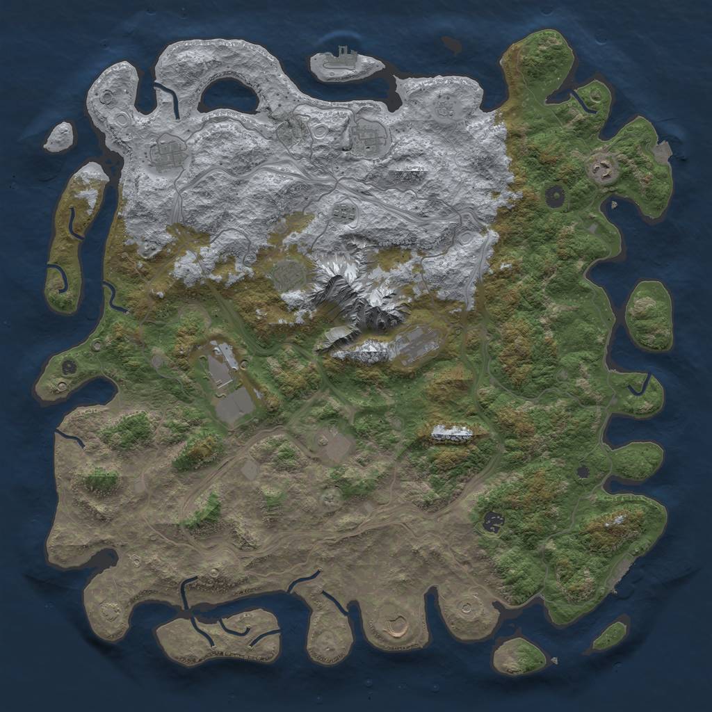 Rust Map: Procedural Map, Size: 5000, Seed: 11061974, 18 Monuments