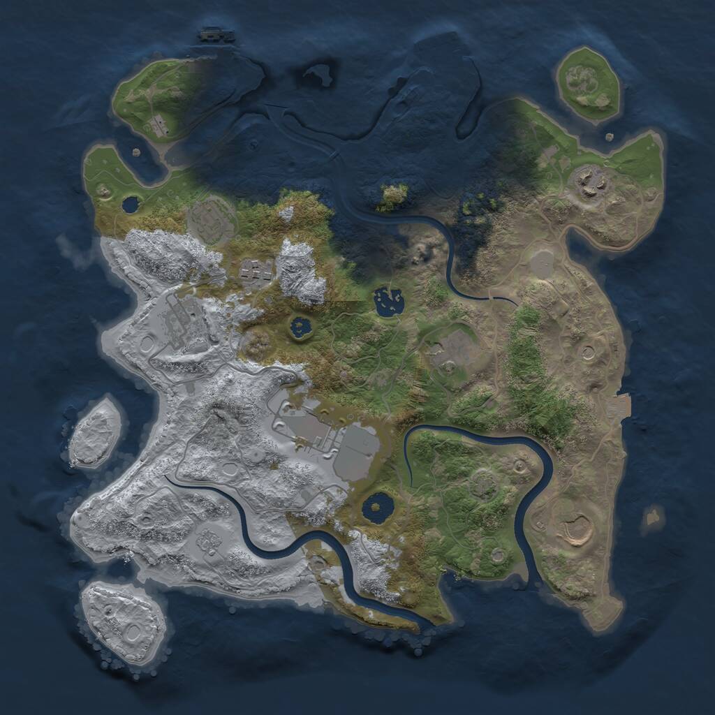 Rust Map: Procedural Map, Size: 3500, Seed: 1554243858, 14 Monuments