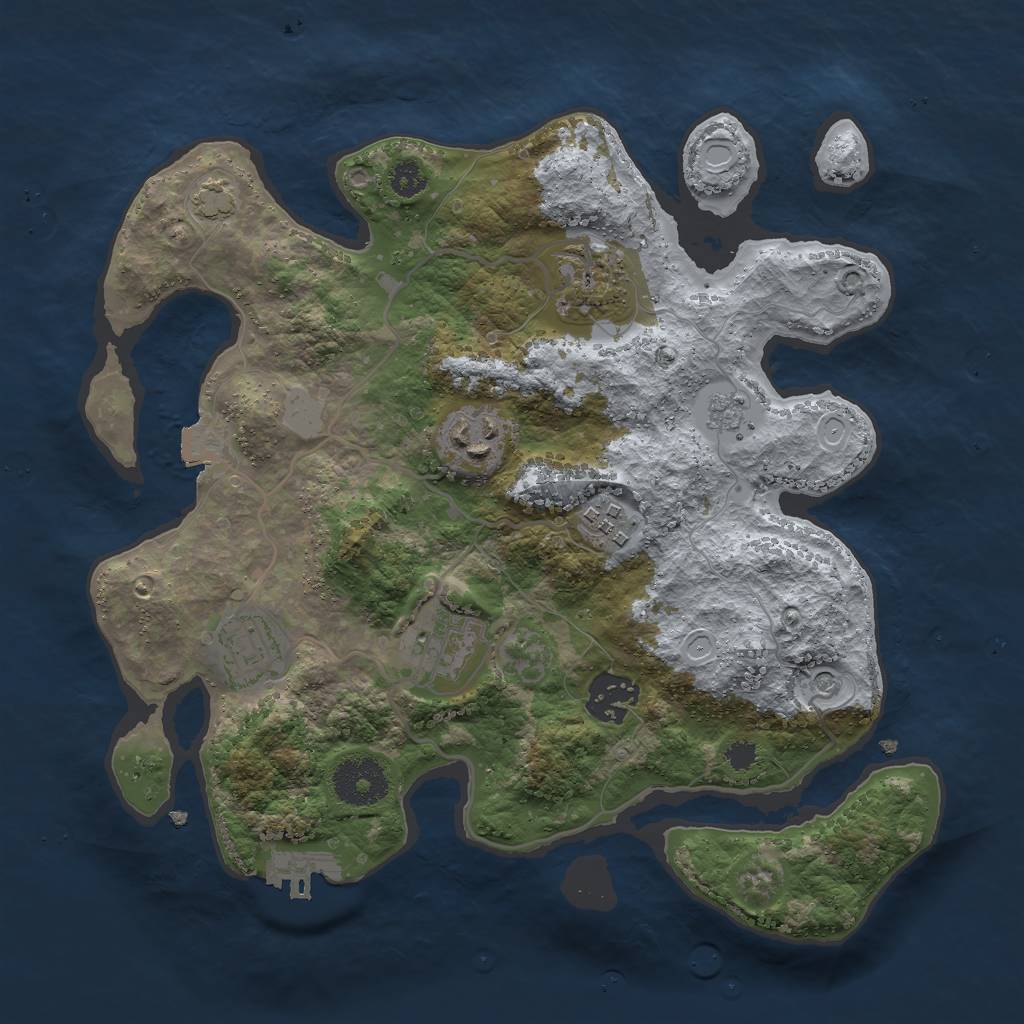 Rust Map: Procedural Map, Size: 3000, Seed: 1470089626, 13 Monuments