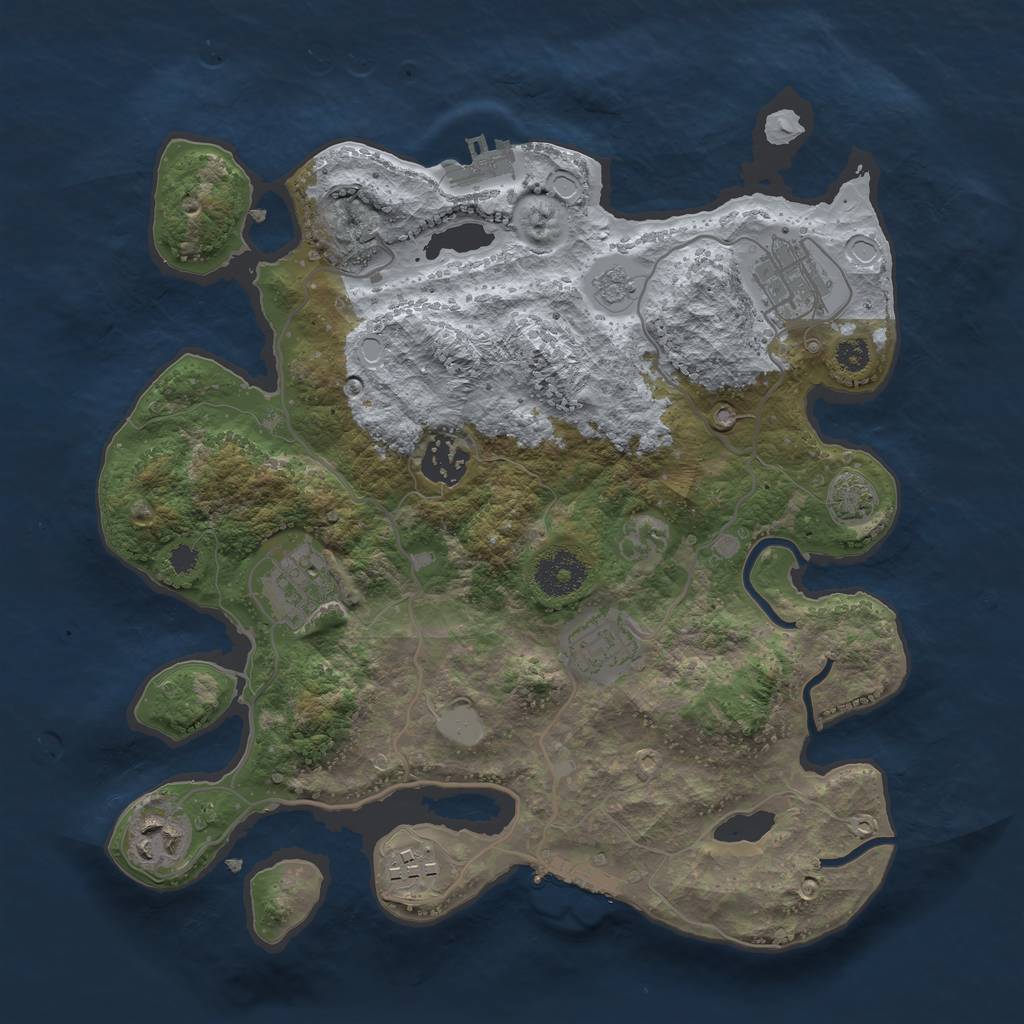 Rust Map: Procedural Map, Size: 3200, Seed: 85672358, 13 Monuments